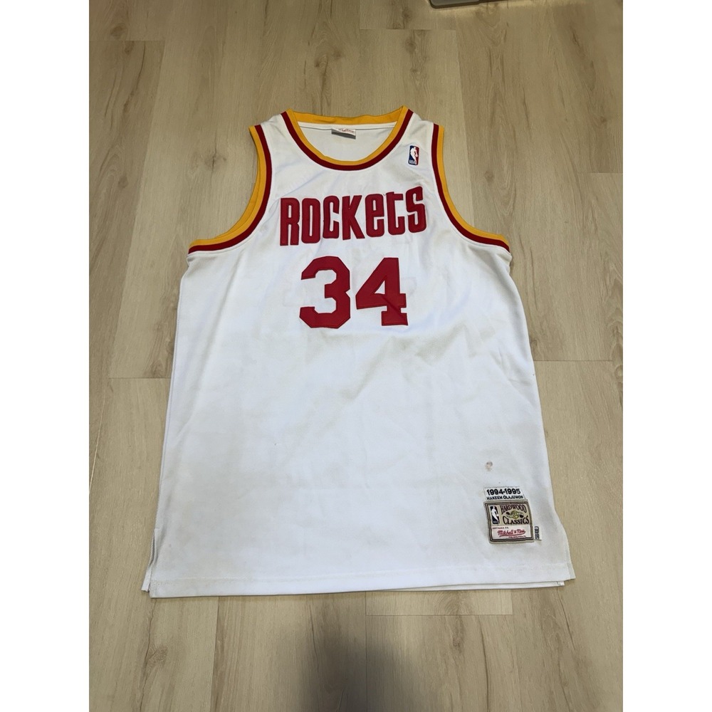 Mitchell & Ness Houston Rockets Olajuwon Jersey Men's 4XL White Authentic NBA